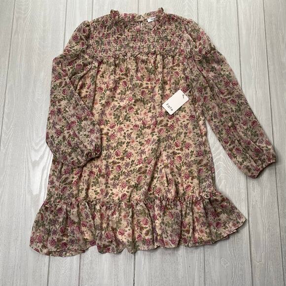 Fate Women's Ditsy Floral Pink Long Sleeve Cottagecore Mini Dress Size Large New - Picture 1 of 11